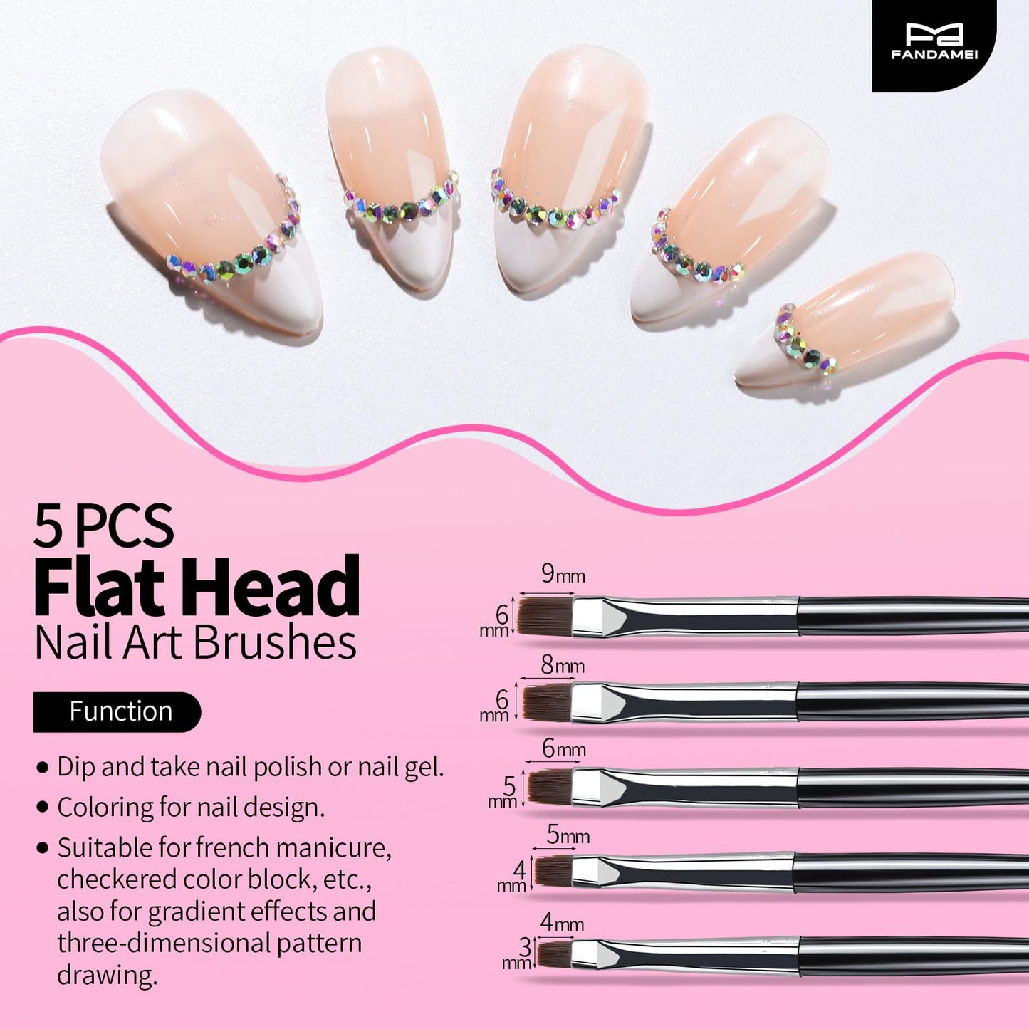 FANDAMEI Nail Art Brushes, Nail Brush Set With Nail Stand, Nail Holder For Painting Nails, Nail Art Tools, Nail Design Tools, 11PCS Nail Brushes For Nail Art, 5PCS Nail Dotting Tool, Nail Art Palette