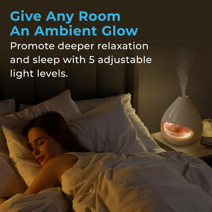 Pure Enrichment PureGlow Crystal - 2-in-1 Himalayan Salt Lamp & Ultrasonic Essential Oil Diffuser, Original Salt Therapy Lamp, 100% Pure Himalayan Salt, Ambient Glow, 160 mL 16-Hour Tank (White)