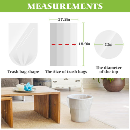 3 Gallon 170 Counts Small Trash Bags 3 Gallon 3.1 Gallon 3.2 Gallon fit 10 liter Garbage Bags by Teivio, Waste Basket Bags,Bathroom Trash Can Bin Liners, Plastic Bags for home office kitchen, Clear