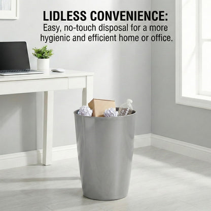 Mini Waste Basket - Durable Small Plastic Garbage Trash Can Bin - Lidless Open-Top, Slim Profile for Compact Spaces - Suitable for Home, Bathroom, Office, Bedroom, Kitchen and More, Silver Brushed