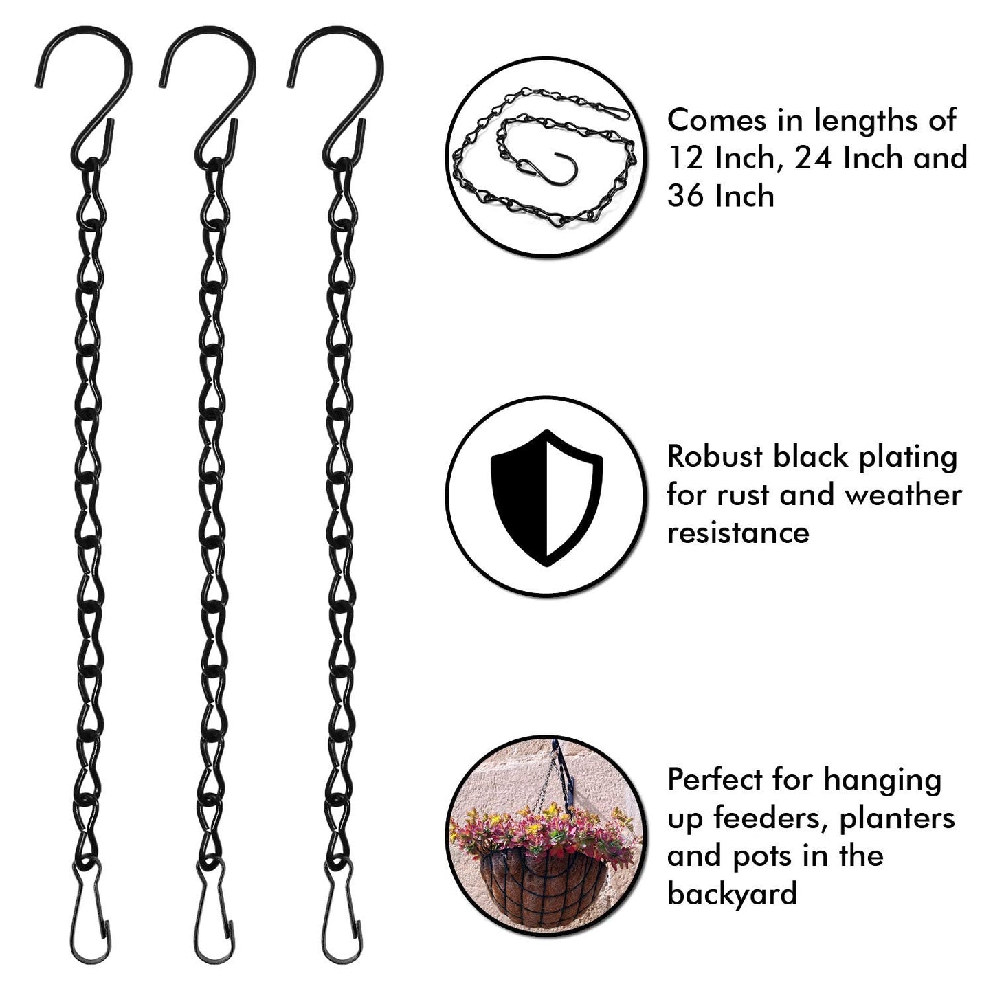 12 Pack 12 Inches Hanging Chain for Bird Feeders, Planters, Birdbaths, Billboards, Lanterns, Chalkboards, Decorative Ornaments (12 Inch 12pc)