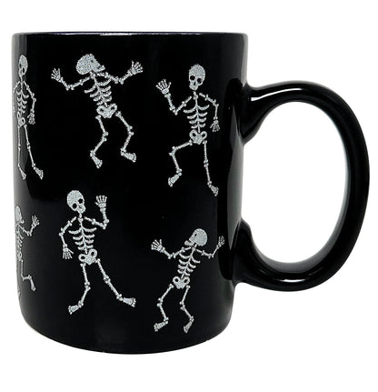 Dancing Yoga Skeletons Ceramic 16 oz. Coffee Mug, 4.5 x 3.5 x 3.5 inches