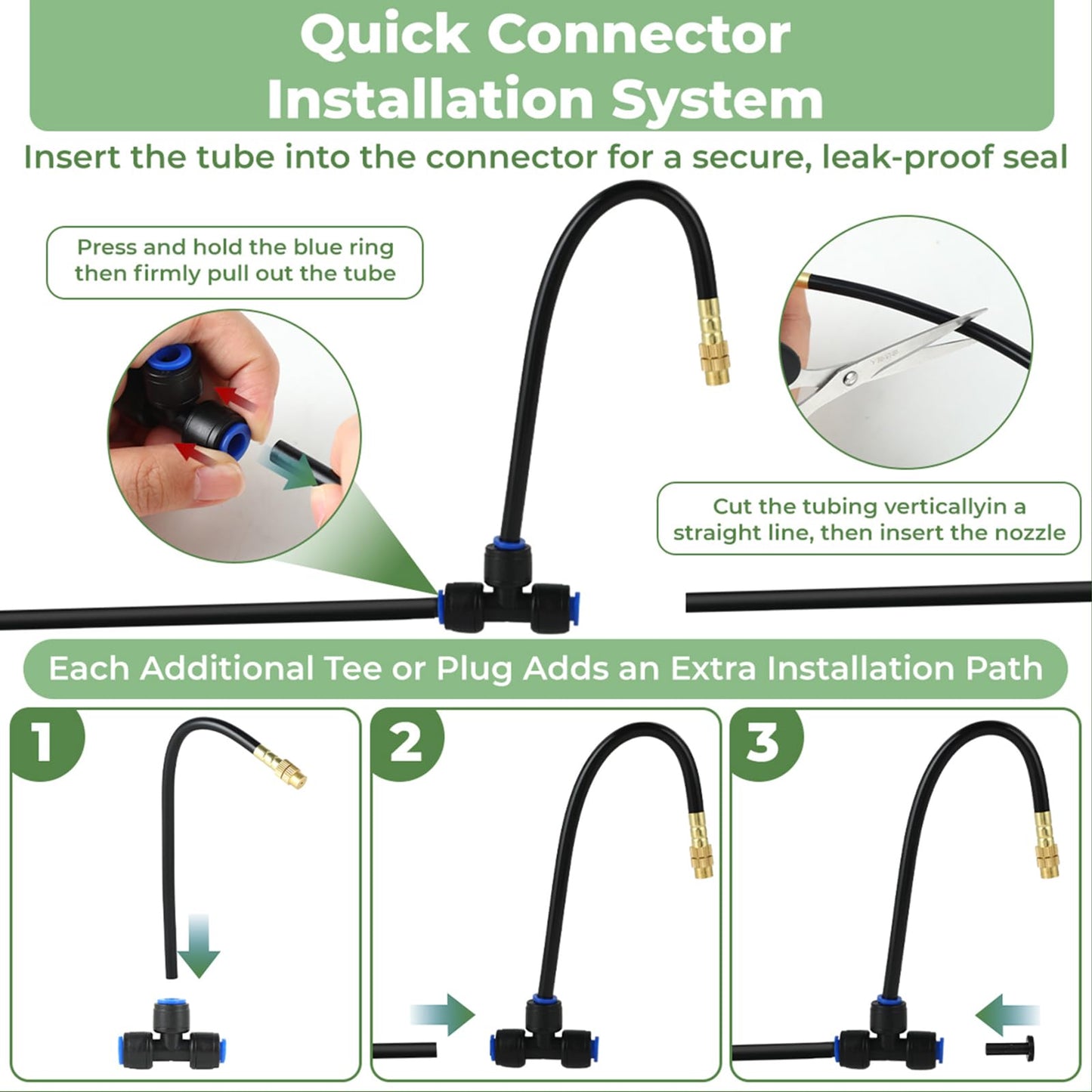Misting Drip Irrigation System for Garden: 33FT Automatic Kit Part with Sprinkler Mister 1/4" Tubing Hose for Water Raised Bed Plant Outdoor Greenhouse Lawn Flower Potted