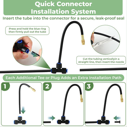 Misting Drip Irrigation System for Garden: 33FT Automatic Kit Part with Sprinkler Mister 1/4" Tubing Hose for Water Raised Bed Plant Outdoor Greenhouse Lawn Flower Potted