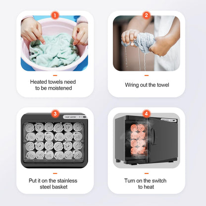 Towel Warmer Cabinet, 23L Large Hot Bath Towel Warmer Heating Use for Facial Spa, Hair Beauty, Salon Equipment and Home- Black