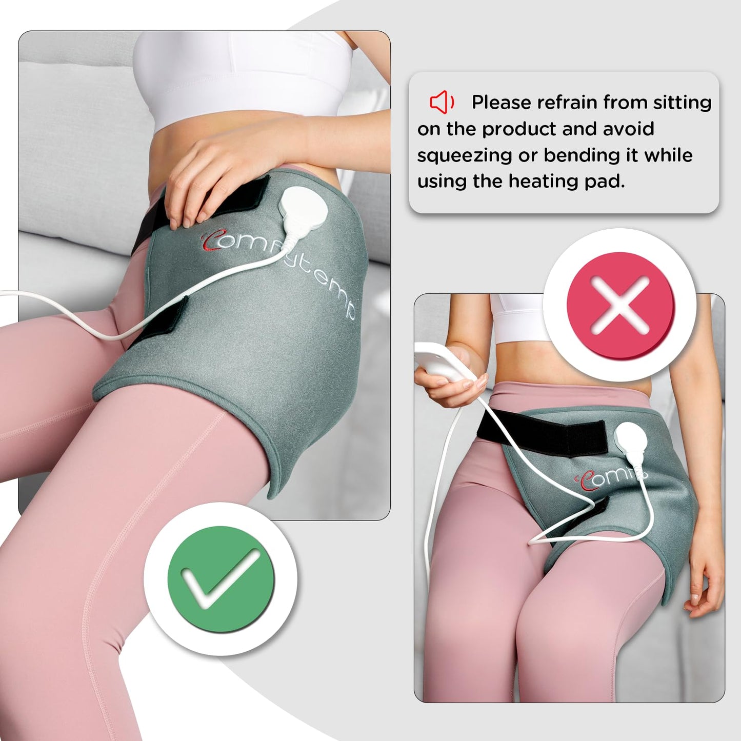 Comfytemp Hip Heating Pad for Hip Sciatica Pain Relief Brace, Birthday Christmas Gift for Mom Women Wife Men Dad, FSA Eligible Lower Back Thigh Buttock Electric HSA Heat Pad Hot Physical Therapy(L/XL)