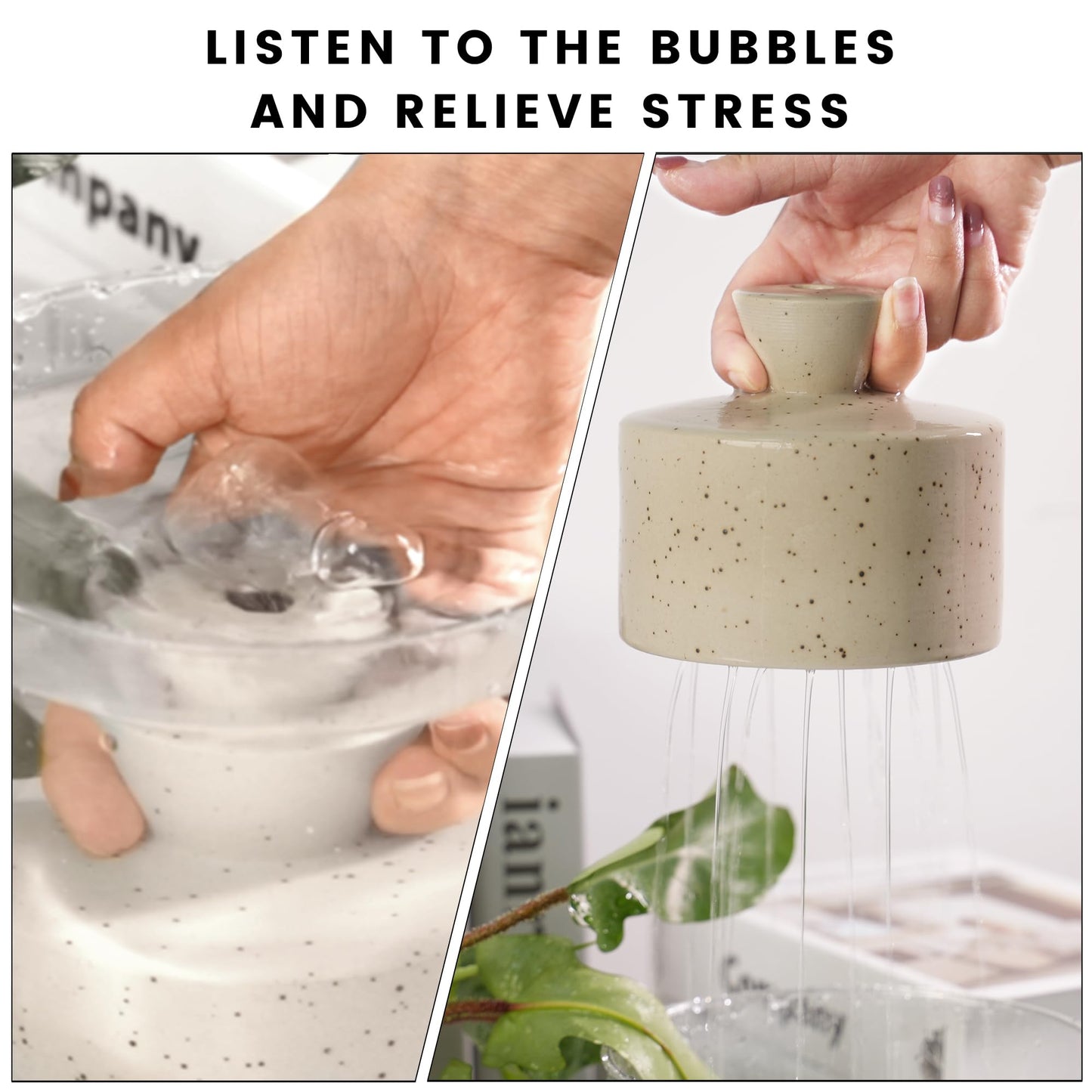 Manykettle Ceramic Watering Bell, Decorative Watering Can for Plants, Stylish Indoor and Outdoor Watering Pot, Perfect for Home Garden and Office Décor(Starry Gray 19 fl oz)