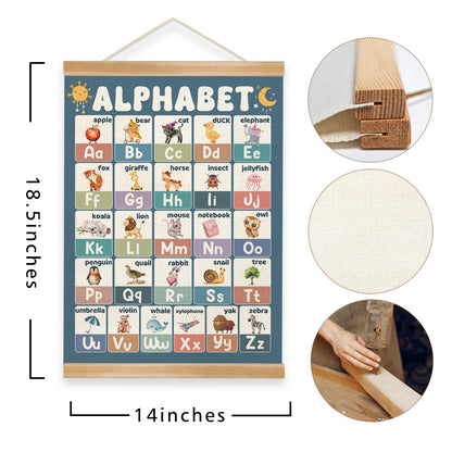 Alphabet Numbers Educational Wall Art Decor for Nursery,ABC and 1-20 Numbers Canvas Print Poster for Preschool, 1-6 Toddler Learning Poster for Classroom Playroom,Kids Room Decor14x18.5inch (2, Sage green)