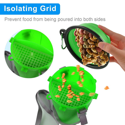Dog Travel Water Bottle Collapsible Bowls, 2 in 1 Pet Food Container with Collapse Bowls, Outdoor Portable Water Bowls for Walking, Traveling, Camping and Hiking (Orange)