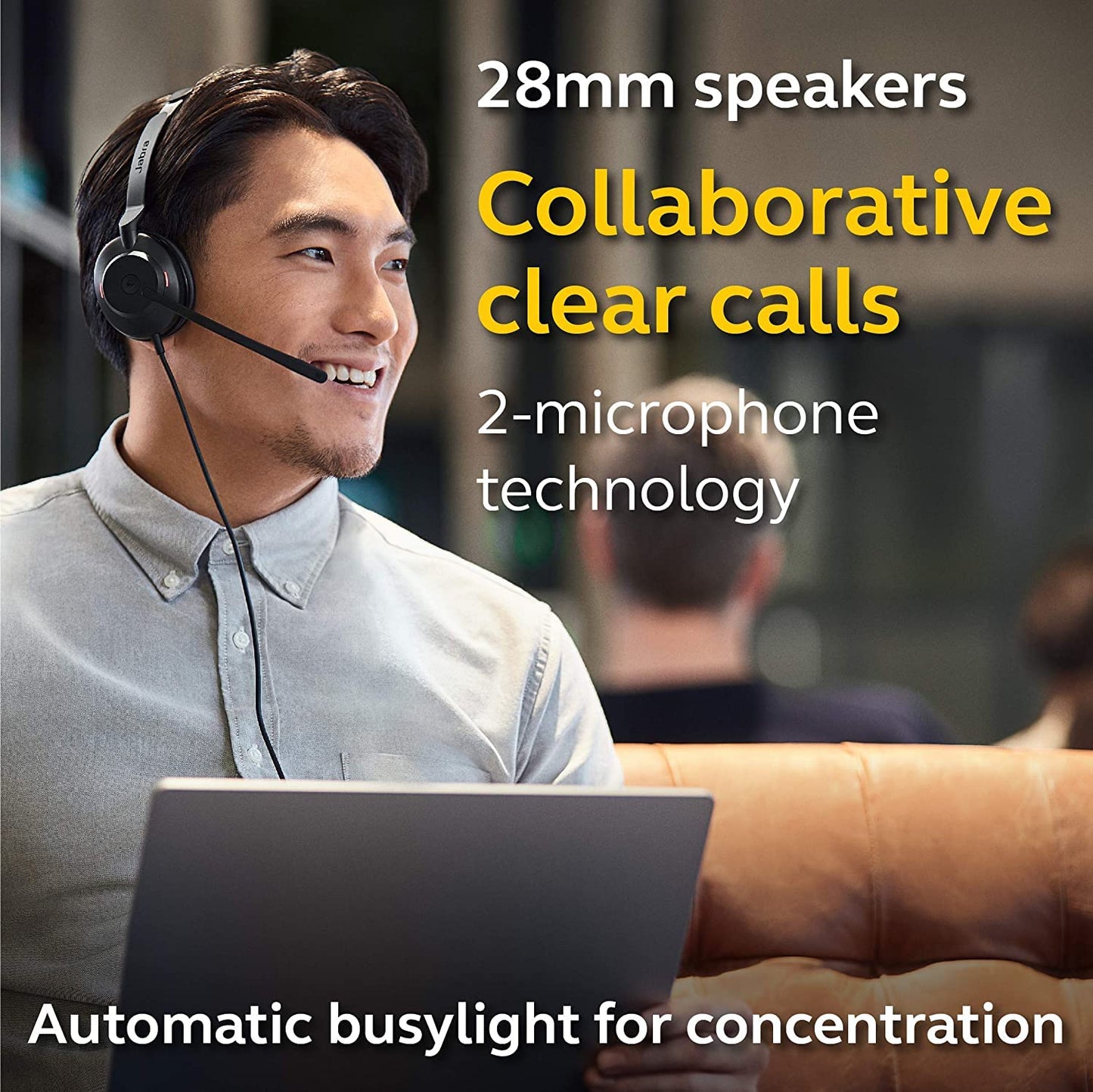 Jabra Evolve2 30 UC Wired Headset, USB-C, Mono, Black – Lightweight, Portable Telephone Headset with 2 Built-in Microphones – Work Headset with Superior Audio and Reliable Comfort