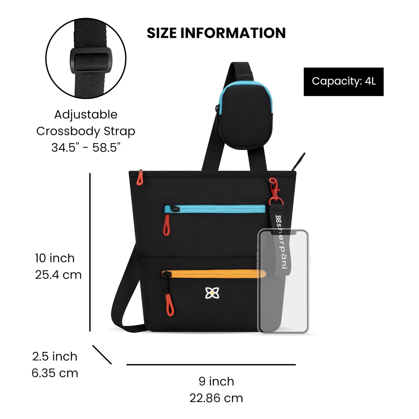 Sherpani Sadie, Nylon Crossbody Bag, Lightweight Shoulder Bag, Travel Cross Body, Crossbody Purse for Women, RFID Protection, Removable Coin Purse, Travel Gift (Chromatic Classic)