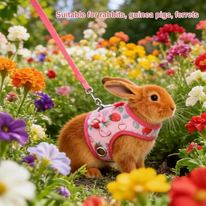 Small Pet Harness and Leash, Escape Proof Rabbit Vest with Soft Edges Dual Safety Buckles for Bunny Guinea Pig Ferret Chinchilla (S)