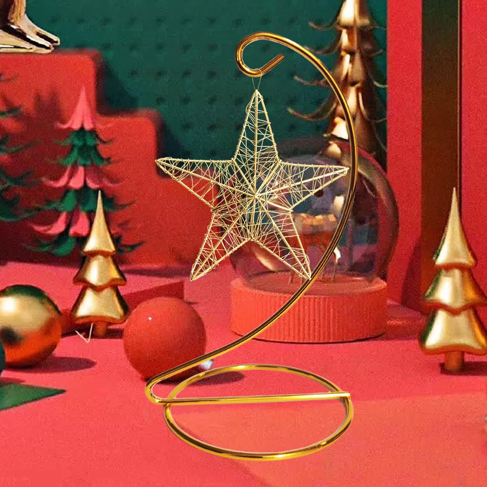 Fosinz 6 Inch Gold Ornament Display Stand, Metal Ornament Hanger Stand for Hanging Glass Globe, Air Plant Terrarium, Christmas Ornament, Witch Ball, Home Office Wedding Decoration (Gold)
