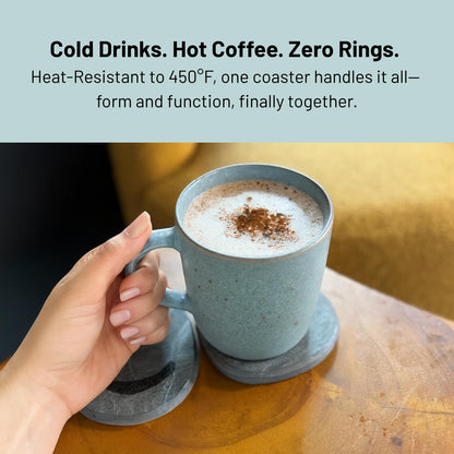 Siren Stone Diatomaceous Earth Coasters Set of 4 | Absorbent Stone Coasters for Drinks | Quick Dry, Water Absorbing | Non-Toxic, BPA-Free | Female Founded USA Brand