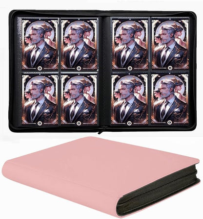 Trading Card Binder 4 Pocket, 240 Pockets Ringless PU Cover Card Collection Binder, Double Sided Card Binder Collector Album, Card Folder for MTG, TCG, Sports Cards, Game Card (Pink, 4Pockets)