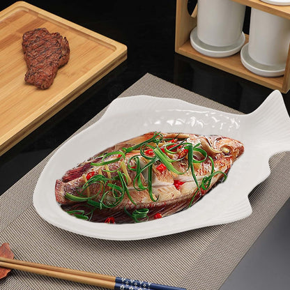 DOITOOL Creative Fish Plate Ceramic Serving Platter 11 Inch Fish Shaped Dish Snack Storage Tray for Home Dinner Party Restaurant