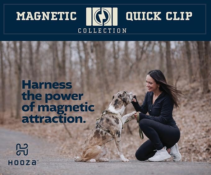Quick Clip Dog Collar & Rope Leash Set, Black Large – Magnetic Buckle, Reflective