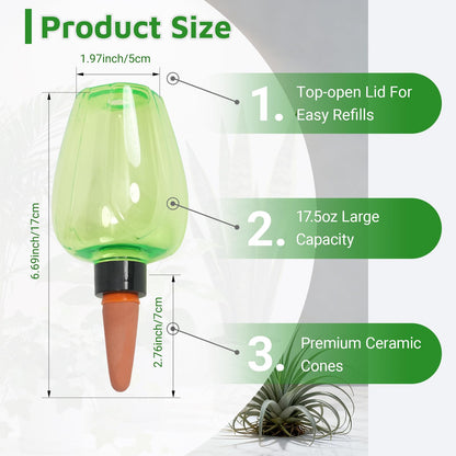 3cps Self Plant Watering Globes for Indoor and Outdoor Plants Plastic Automatic Plant Watering Bulbs Insert 12.3 oz with Slow Release Control Water Dripper for Plants