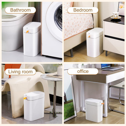 funest Smart Bathroom Trash Can with Lid- 3.5 Gallon Rechargeable Motion Sensor Trash Can,Waterproof Automatic Garbage Can with Automatic Suction Bag Feature,Waste Bin for Bedroom, Kitchen, Office