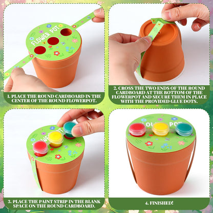 Ferrochef 30 Set Paintable Flower Pot with Drainage Craft Kit DIY Flower Plant Crafts with Paint Flowerpot Lid for Spring Summer Gardening Art Project Classroom Party Activities