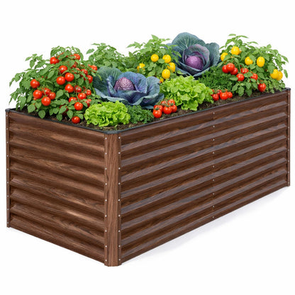 SnugNiture 36" Tall Raised Garden Bed, Easy Gardening at Waist Height, 8x4x3ft Large Galvanized Metal Outdoor Planter Box for Vegetables Flowers, Brown