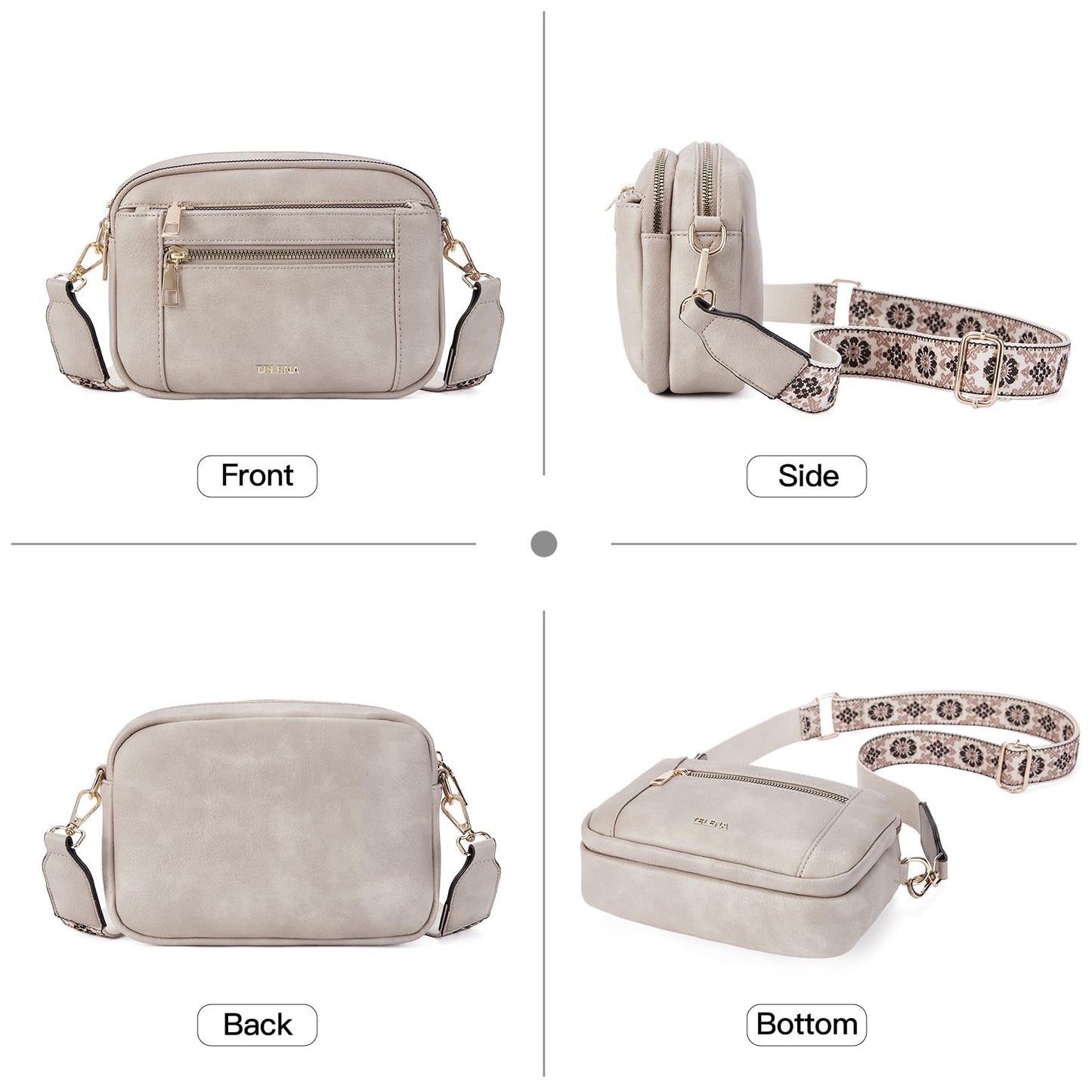 Telena Small Crossbody Bags For Women Vegan Leather Crossbody Purse With Adjustable Wide Strap For Daily Life