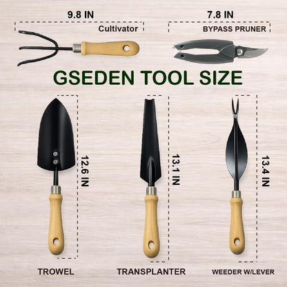 SUMIO 6PCS Gardening Tool Set with Storage Bag, Garden Hand Tools Kit with Pruner, Trowel, Transplanter, Cultivator & Weeder – Durable Gardening Gift Set for Women & Garden Lovers