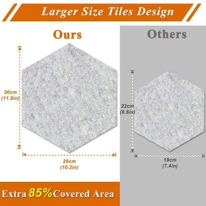 HULAVO Large Hexagon Felt Cork Board Tiles, Self Adhesive DIY Felt Bulletin Board Pin Board with 35 Pushpins for Office School Home Wall Decor(Black+Deep Grey+Light Grey)