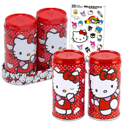 Hello Kitty Decor Set - Kitchen Accessories Bundle Includes Salt and Pepper Shakers Plus Stickers