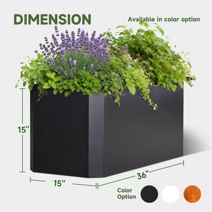 GJWCVL Steel Planter Box-36"x15"x15"-Large Rectangular Planter Indoor or Outdoor Black Matel Planter Box Commercial Residential for Patio Porch Deck Home Backyard
