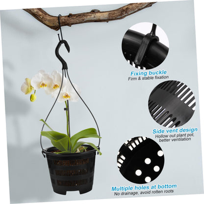 Happyyami 5 Sets Hanging Plant Pot Plastic Orchid Planter with Hook Root Controlling Pot for Indoor Outdoor Balcony Patio Garden Home Decorations