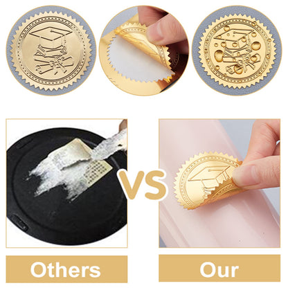 CRASPIRE 2 Inch Envelope Seals Stickers Happy Mother’s Day 100pcs Embossed Foil Seals Adhesive Gold Foil Seals Stickers Label for Wedding Invitations Envelopes Gift Packaging