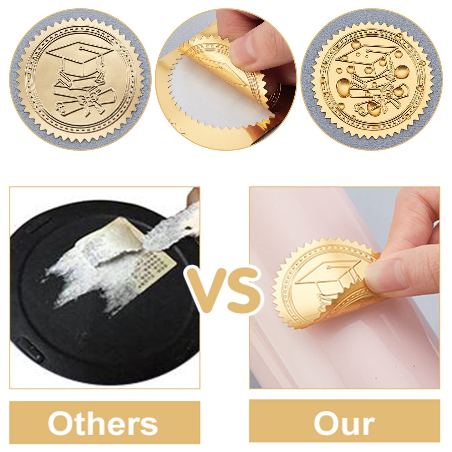 CRASPIRE 2 Inch Gold Embossed Envelope Seals Stickers Evil Eye 100pcs Round Adhesive Embossed Foil Seals Stickers Envelope Label for Wedding Invitations Party Gift Packaging Greeting Card