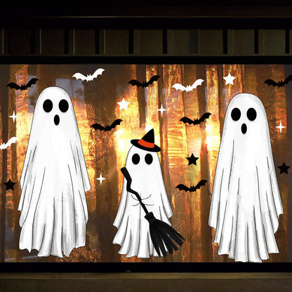 Large Halloween Window Clings Ghosts Silhouette for Glass Window Ghosts Window Stickers Decals Decorations