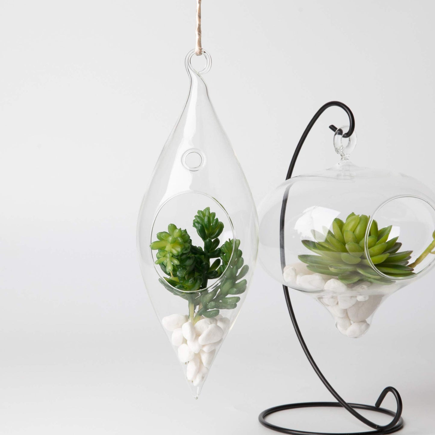 WGV Glass Hanging Plant Terrarium Bulk, Width 3", Height 9", Droplet DIY Succulent Air Planter Clear Tea Light Votive Candle Holder for Event Home Garden Outdoor Decor, 6 Pieces