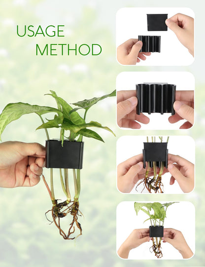 joqepy 4 Pk Upgraded Aquarium Plant Holder, 3-Hole Hanging Aquarium Plant Holder with Clip, Suitable for Fish Tank Plant Potting, Aquarium Decoration, Plant Holder for Fish Tank, Black