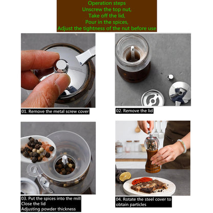 VEIZIBEE Pepper Mill Set Manual Pepper Mills Classical Hand Shake Wooden Pepper Grinder Set Salt Mills Wooden Pepper Mill Ceramic Blades Metal Handle, Enjoy Fresh Ground Pepper (Walnut color 1pcs-5in)