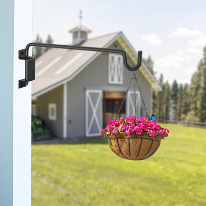 16"Swivel Plant Hanger - 360° Outdoor Hanging Brackets with 12-Directional Adjustable Hook, Rust Resistant Solid Steel Wall Mount for Bird Feeders, Indoor/Outdoor Plants, Garden & Patio, Pack of 2