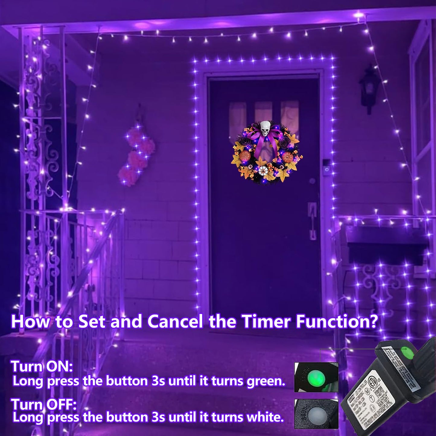 YEGUO 165ft 500 LED Christmas Lights Outdoor Waterproof, Purple String Lights Indoor Plug in, 8 Modes Clear Wire Purple Lights for Halloween Holiday Home Tree Garden Patio Decor