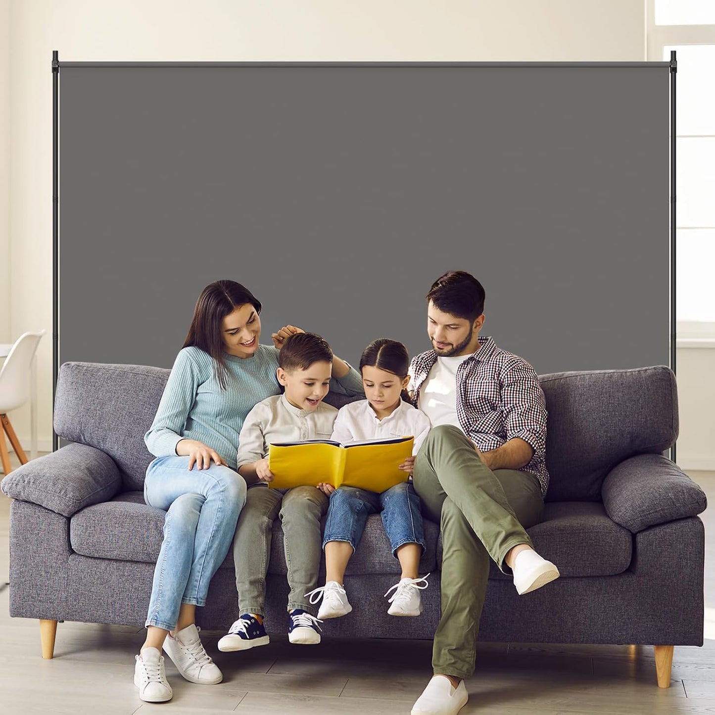 Room Divider, 72x72Inch Large Single Panel Privacy Screen,Thickened Fabric,Free Standing Partition Wall for Room Separation,Portable for Office,Bedroom,Patio,Gray