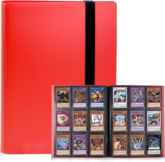 Trading Card Binder 9 Pocket, 360 Card Waterproof Folder with Side Loading Sleeves, Sturdy Card Collection Album for MTG, TCG, Game Cards & Sports Cards (1, Red)