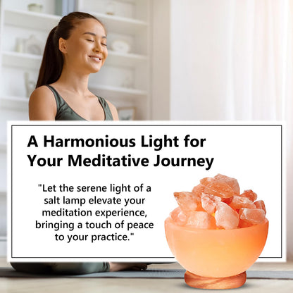 Himalayan Glow Pink Salt Bowl Night Lamp with Crystal Himalayan Salt Chunks | Hand-Carved Himalayan Salt Lamp for Air Purification and Relaxing Ambiance
