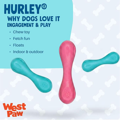 WEST PAW Zogoflex Hurley Dog Bone Chew Toy – Floatable Pet Toys for Aggressive Chewers, Catch, Fetch – Bright-Colored Bones for Dogs – Recyclable, Dishwasher-Safe, Non-Toxic, Large, Teal