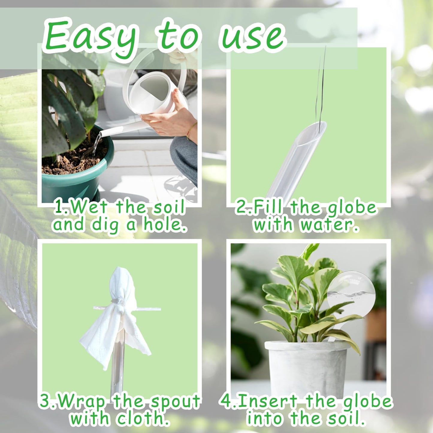 Cmaqpw 12 PCS Large Plastic Self-Watering Bulbs,Clear Watering Globes,Plant Watering Globes for Plants,Graden,Flowers Flowerpot
