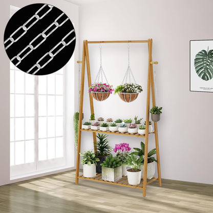Omytie 15 Ft Heavy Duty Hanging Chain Kit with Connection Locks/Swag Ceiling Hooks for Lighting Fixture, Chandelier, Pendant, Lantern, Swag Lamp, Plant/Flower/Fruit Basket, Bird Feeder (Chrome)