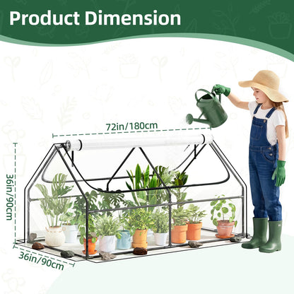 Superlele Mini Greenhouse for Outdoor, 6x3x3FT Portable Walk-in Greenhouse with 2 Large Zipper Doors, Transparent PVC Cover for Plant Protection, Ideal for Raised Garden Bed, Spring Gardening