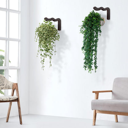 DSJIFGEW Wavy Plant Hanger Hooks – 2 Pack Rustic Wooden Wall Mounts for Indoor/Outdoor Use, Ideal for Hanging Baskets, Lanterns, and Bird Feeders – Decorative Brackets for Patio and Balcony