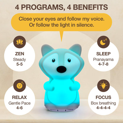 Speaking Breathing Lamp with Guided Meditation & Calming Light | Stress & Anxiety Relief Tool for Adults & Kids | Box Breathing, Sleep, Relaxation & Focus Exercise Device | Self Care Gift