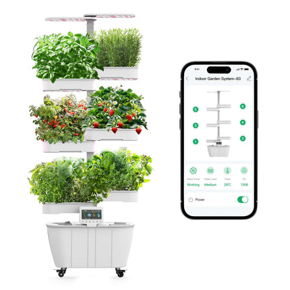 Hydroponics Growing System Kit,48 Pods Large Indoor Hydroponic Herb Garden with Smart LED Grow Light, Auto Circulating Water Pump,24L Water Tank,APP & WiFi Controlled,Gardening Systems for Ideal Gifts
