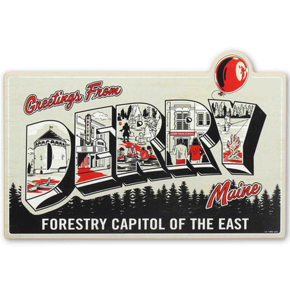 Open Road Brands It: Welcome to Derry Wood Wall Art - Greetings from Derry Sign for Movie Room or Halloween Decor